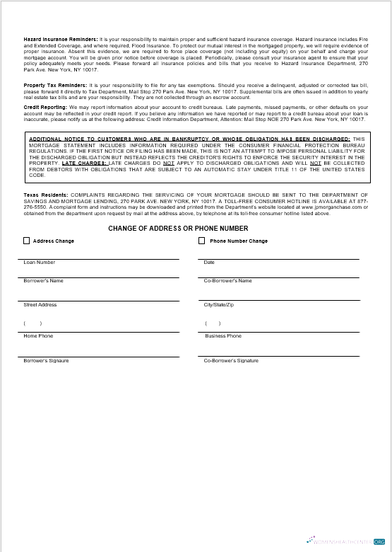 Download USA JP Morgan Chase bank mortgage statement in Word and PDF formats 3 Photoshop template